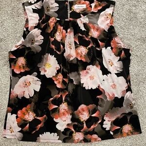 Calvin Klein Black and Pink Floral Blouse